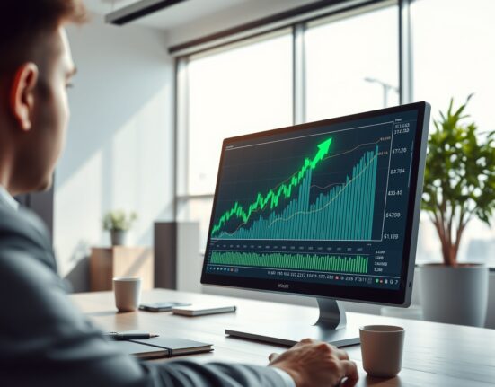 Professional financial chart showing a surge in Spot Bitcoin ETF investment inflows.