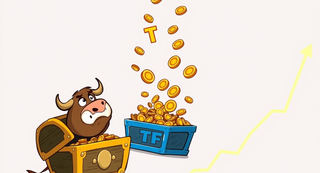 Cartoon illustration of capital flowing out of spot Bitcoin ETFs, symbolizing investor withdrawal and shifting market sentiment.