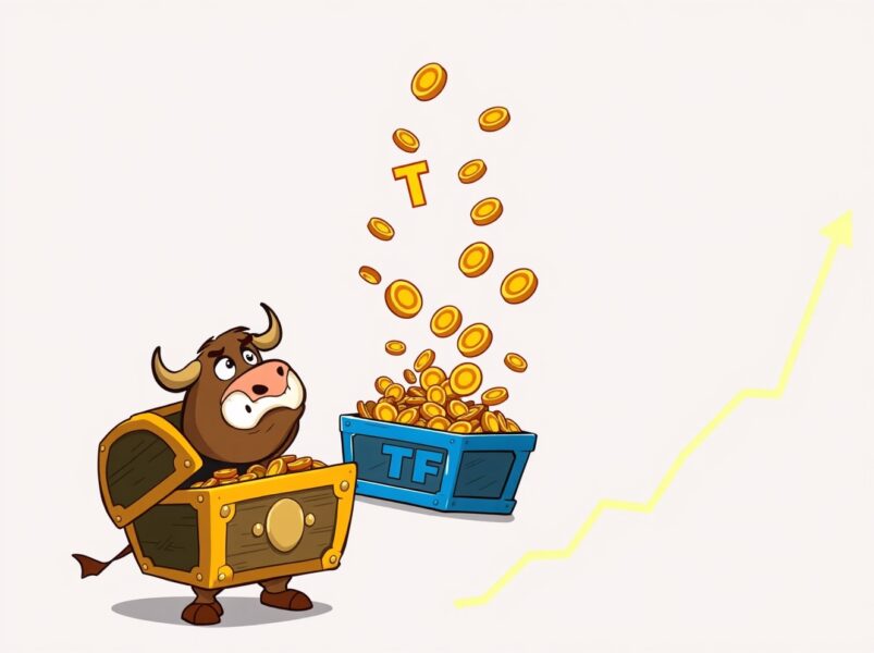 Cartoon illustration of capital flowing out of spot Bitcoin ETFs, symbolizing investor withdrawal and shifting market sentiment.
