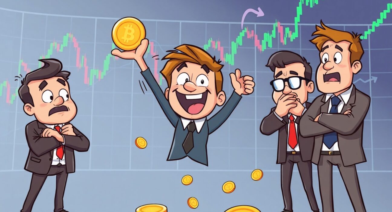 Confident investor engaging in strategic spot buying during market downturn