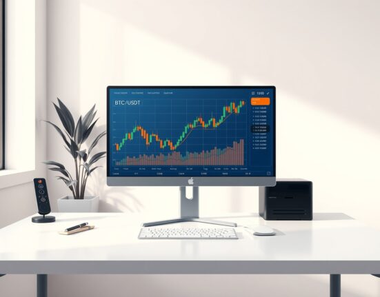 Professional trader analyzing the Spot CVD chart for Bitcoin price action and order flow on a desktop monitor.