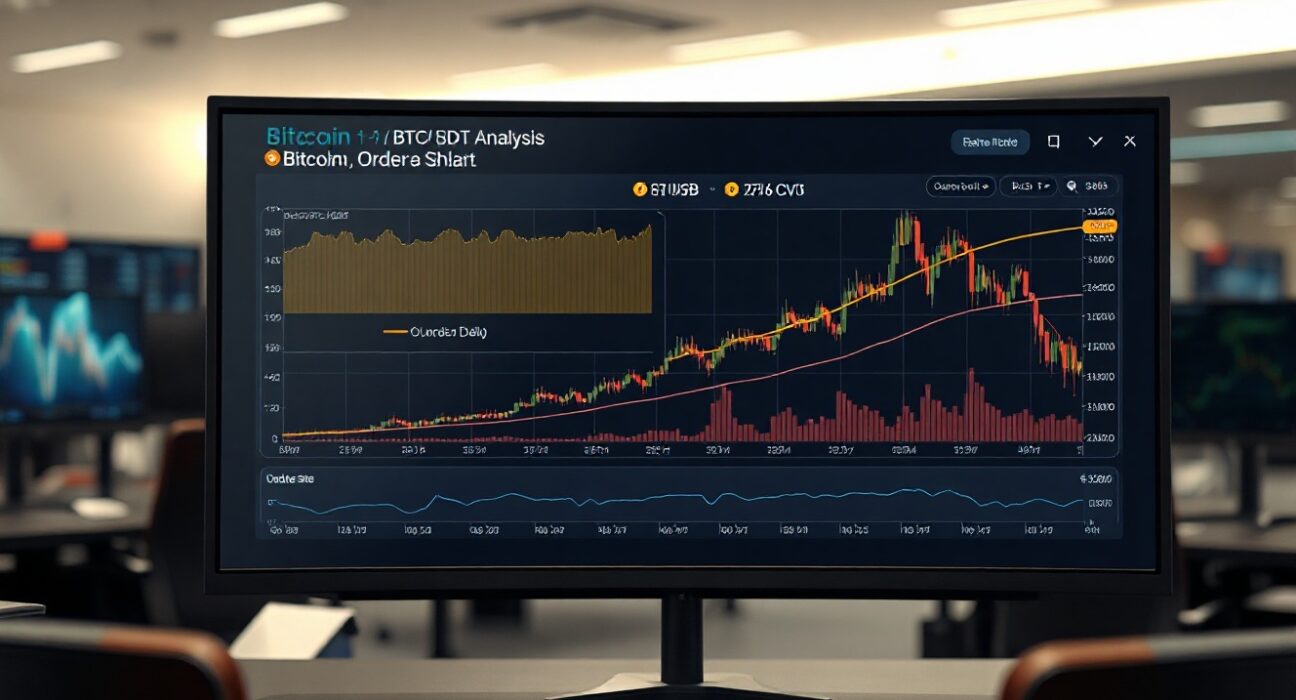 Trading screen showing BTC/USDT Spot CVD chart with volume heatmap and cumulative volume delta