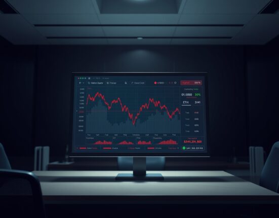 Financial dashboard showing spot Ethereum ETF outflow data and declining charts for March 2025.