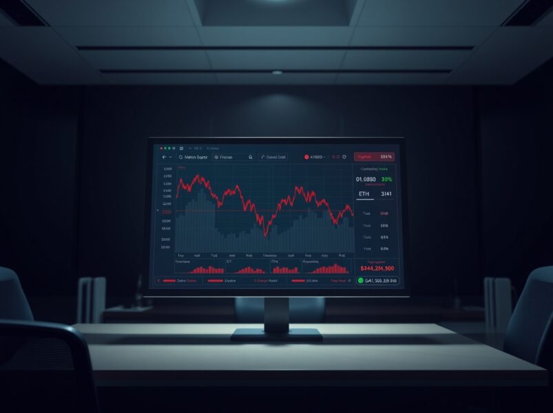 Financial dashboard showing spot Ethereum ETF outflow data and declining charts for March 2025.