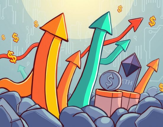 A cartoon illustration showing significant capital flowing into digital asset funds, representing the strong net inflows into Spot ETH ETFs.