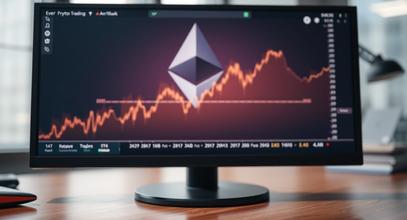 Smartphone displaying Ethereum ETF inflow chart with upward trend on a desk