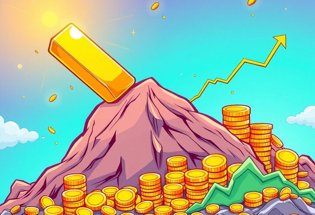 An illustration symbolizing the incredible rise of spot gold to a new record high, highlighting its growing value for investors.