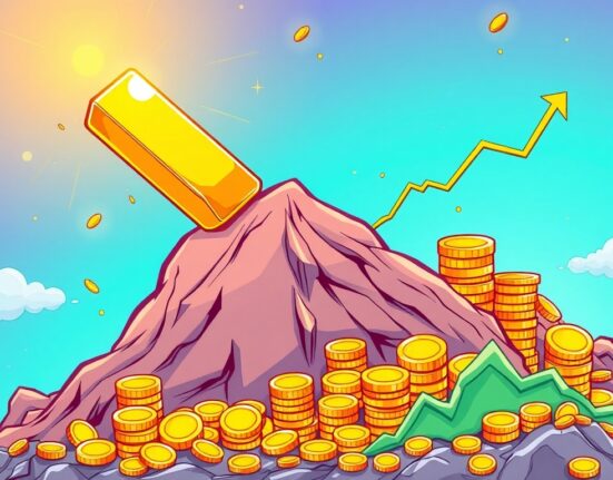 An illustration symbolizing the incredible rise of spot gold to a new record high, highlighting its growing value for investors.