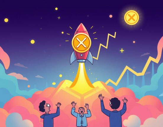Spot XRP ETF rocket launching toward financial success in vibrant cryptocurrency market