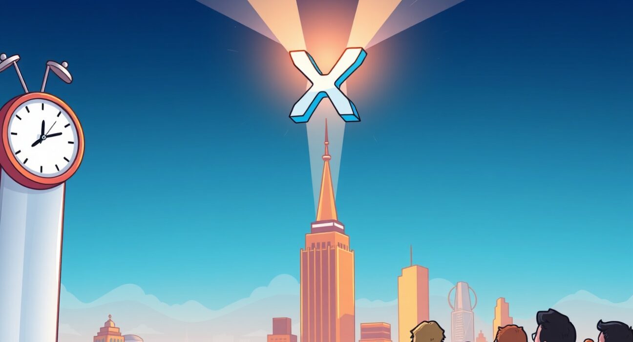 Cartoon showing a Spot XRP ETF launching like a rocket, symbolizing its anticipated market impact and investor excitement.