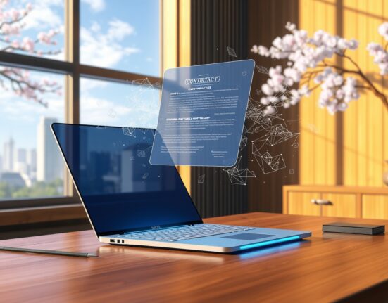 SpotDraft's on-device AI for contract review on a laptop, illustrating privacy-first enterprise technology.