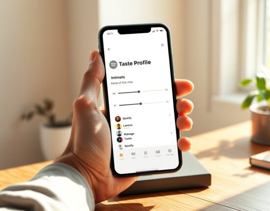Spotify Taste Profile editing interface on a smartphone, showing user control over music recommendations.