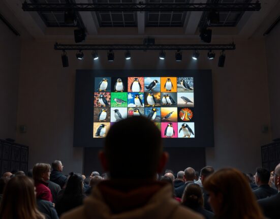 Digital display showing Spritehood NFT artworks at a launch event