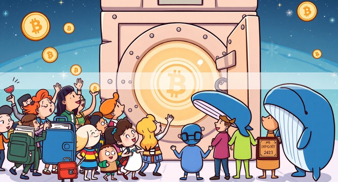 Cartoon illustration depicting fair participation in the Stable pre-deposit campaign, with smaller wallets gaining access while larger ones are limited.