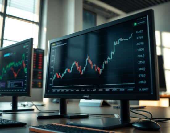 Analysis of USD/CNY exchange rate stability supporting renminbi resilience on a financial trading monitor.