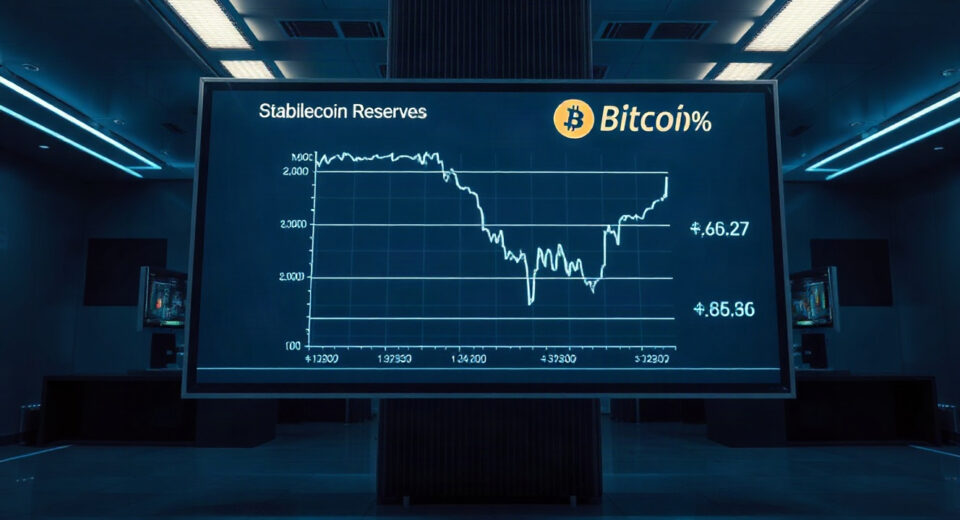 Chart showing stablecoin balances on exchanges declining, with Binance's share increasing