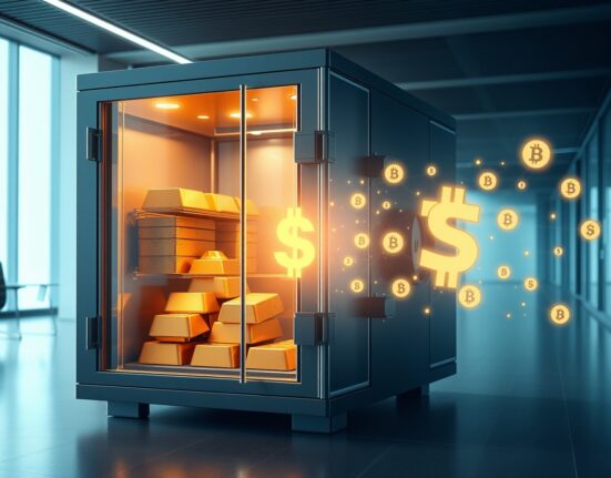 Stablecoin growth drawing capital from traditional bank vaults, symbolizing financial market disruption.