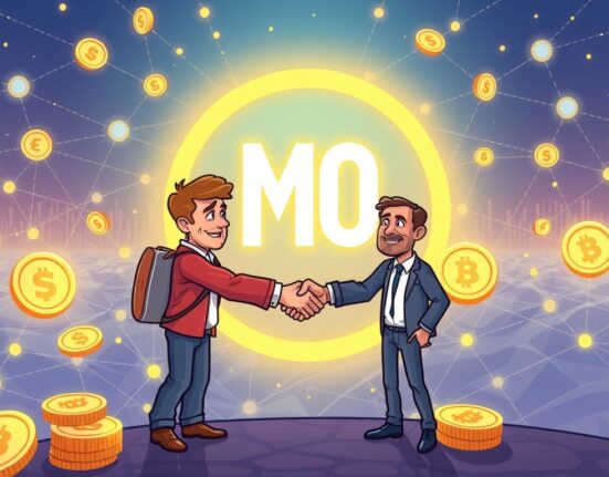 A cartoon image showing successful investment in stablecoin infrastructure, highlighting M0's network expansion for crypto interoperability.