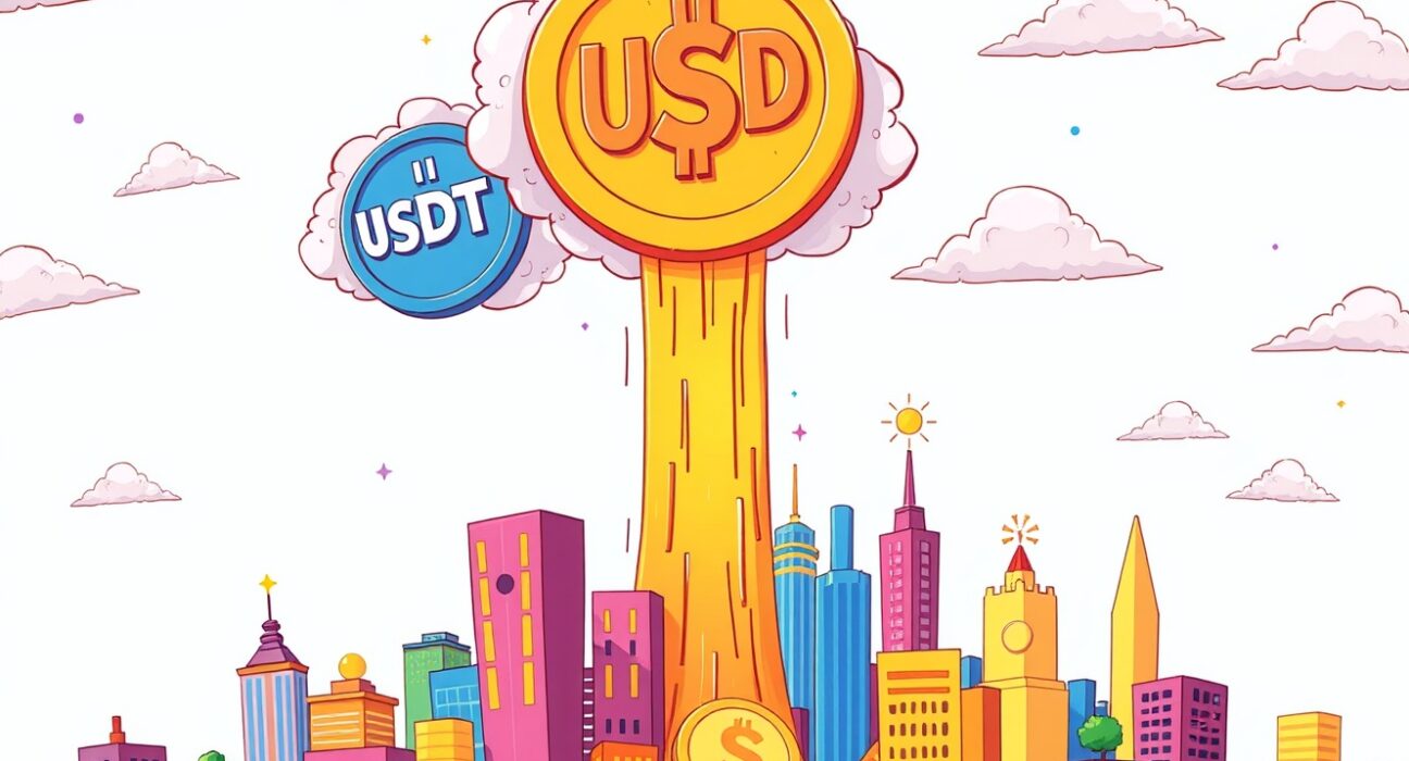 Stablecoin issuance fueling cryptocurrency market growth with vibrant capital inflow illustration