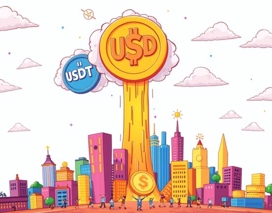 Stablecoin issuance fueling cryptocurrency market growth with vibrant capital inflow illustration