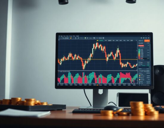 Cryptocurrency market chart on a monitor showing a decline in stablecoin liquidity.