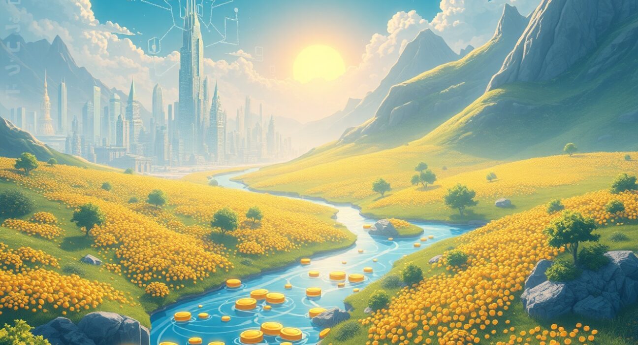 Illustration of capital flowing from digital stablecoins into physical gold as a safe haven asset.