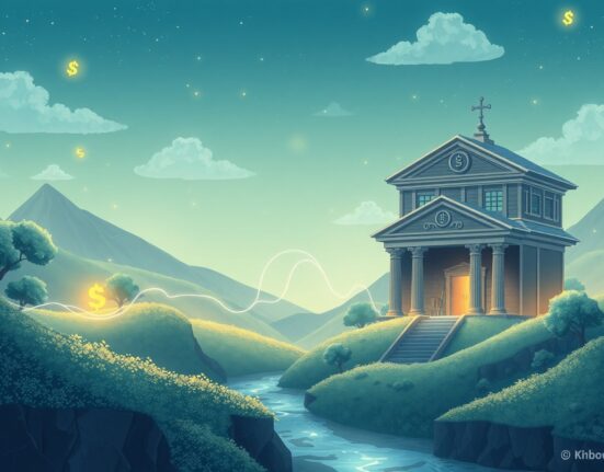 Symbolic representation of the compromise on stablecoin rewards between crypto and traditional banking sectors.