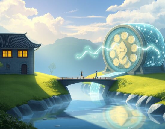 Stablecoin threat to bank deposits illustrated as digital transformation of traditional finance.