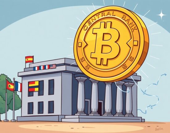 A cartoon image symbolizing the urgent stablecoin threat to national monetary control and financial stability, as warned by the BIS.