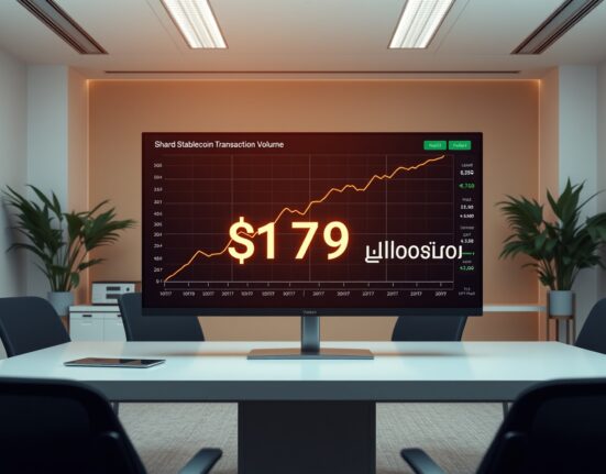 Digital dashboard showing stablecoin transaction volume reaching $1.79 trillion record