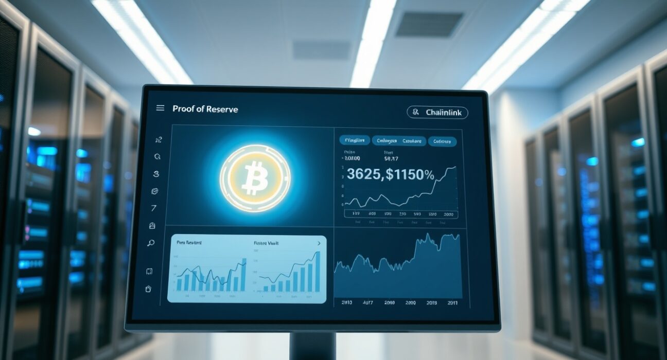Digital dashboard showing Chainlink oracle integration for Stablecoin U reserves and pricing.