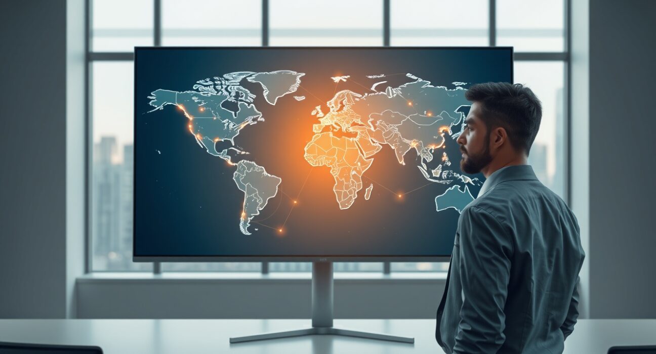 Global financial network map illustrating stablecoins as core infrastructure for on-chain finance.
