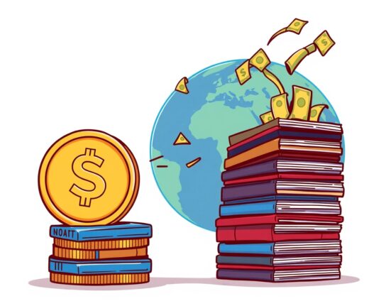 A cartoon illustration showing stablecoins efficiently facilitating global payments, contrasting with expensive traditional card fees.