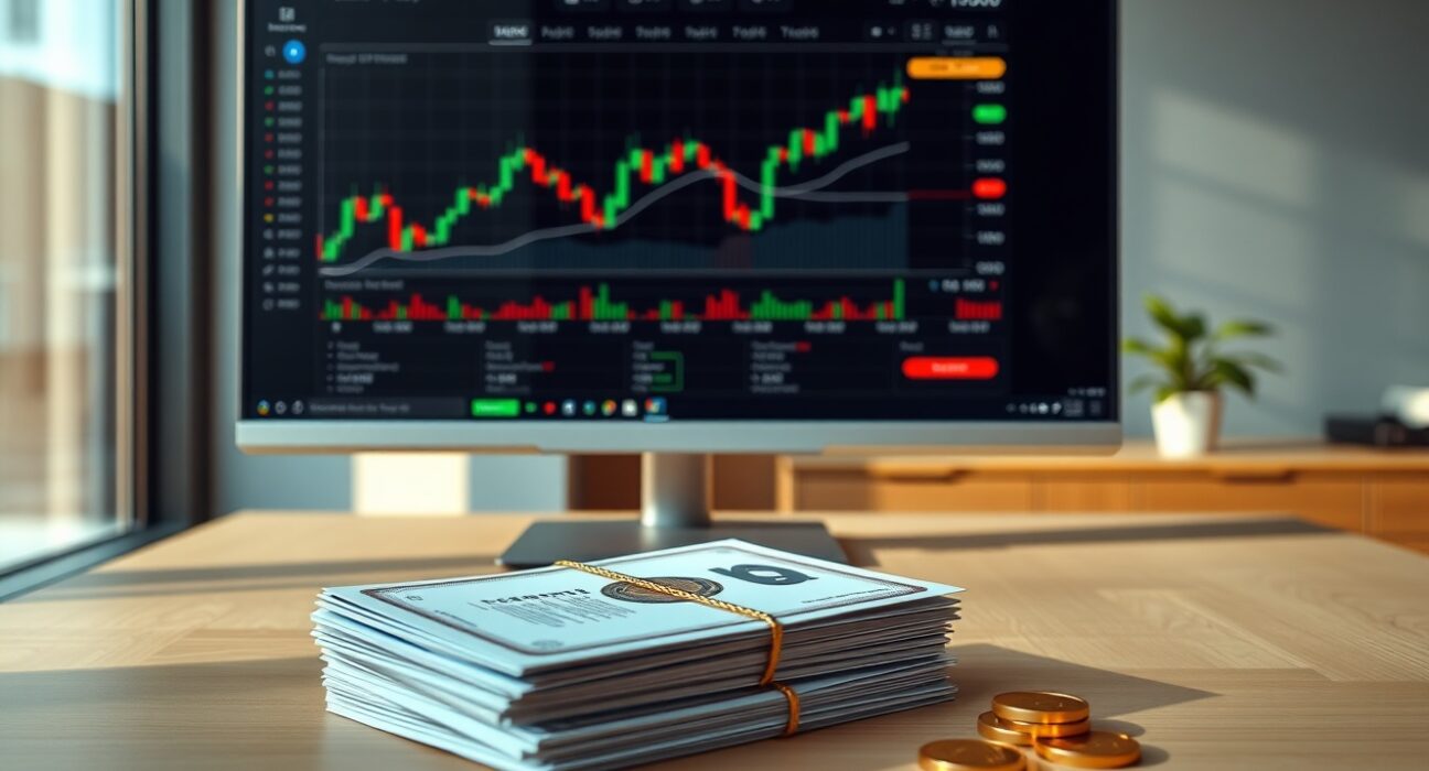 Digital trading dashboard showing leveraged spot trading interface for real-world assets on StableStock platform.
