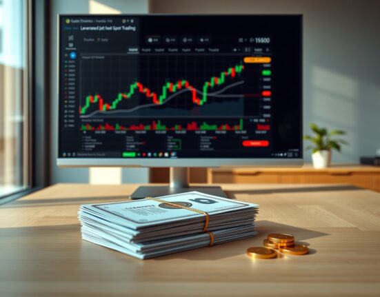 Digital trading dashboard showing leveraged spot trading interface for real-world assets on StableStock platform.