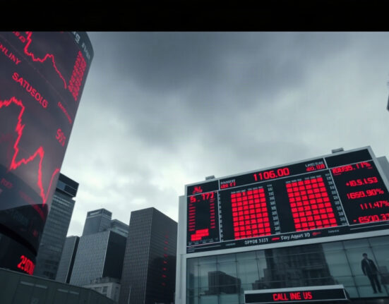 Stock market board showing declining charts amid stagflation concerns