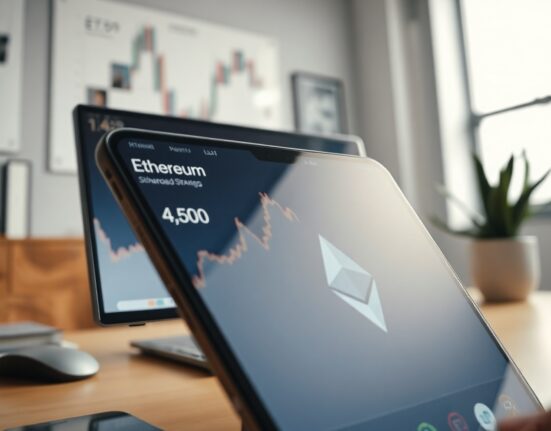 Ethereum staking dashboard on a screen showing record staked ETH amounts