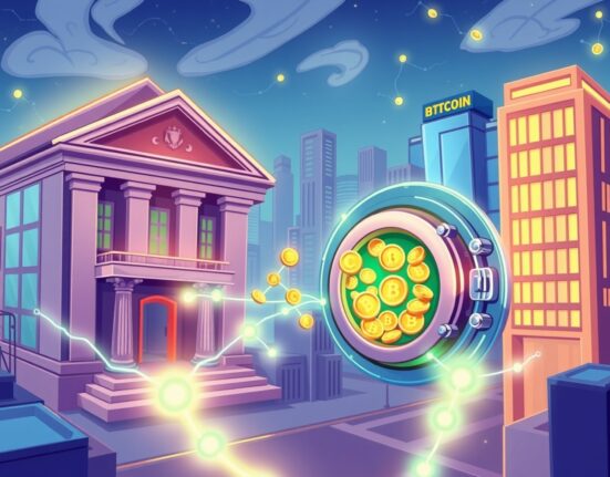 A vibrant illustration of a powerful partnership expanding crypto prime services for institutional investors.