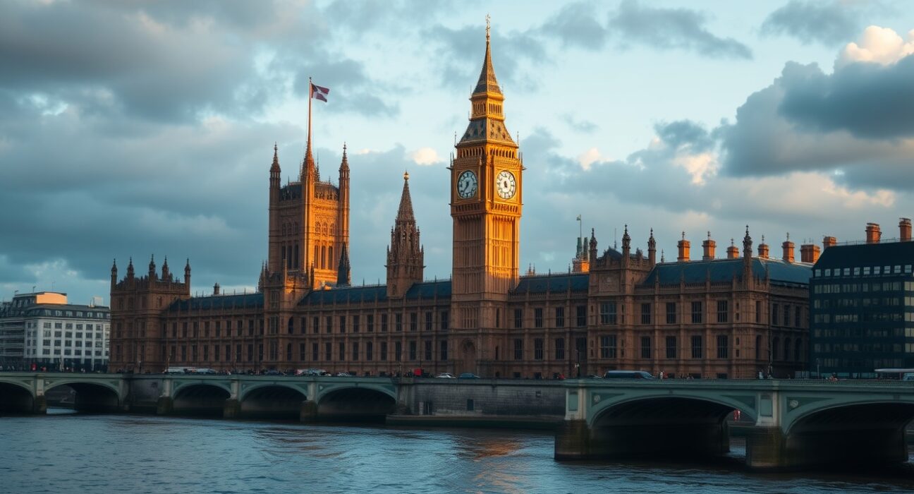 Palace of Westminster and Big Ben in London under cloudy sky, representing UK political analysis