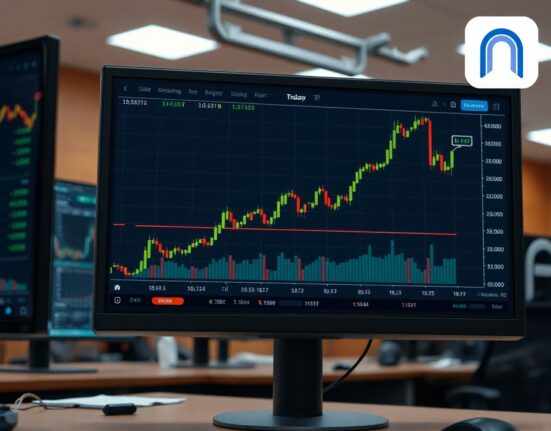UNI token price chart with upward trend on trading screen