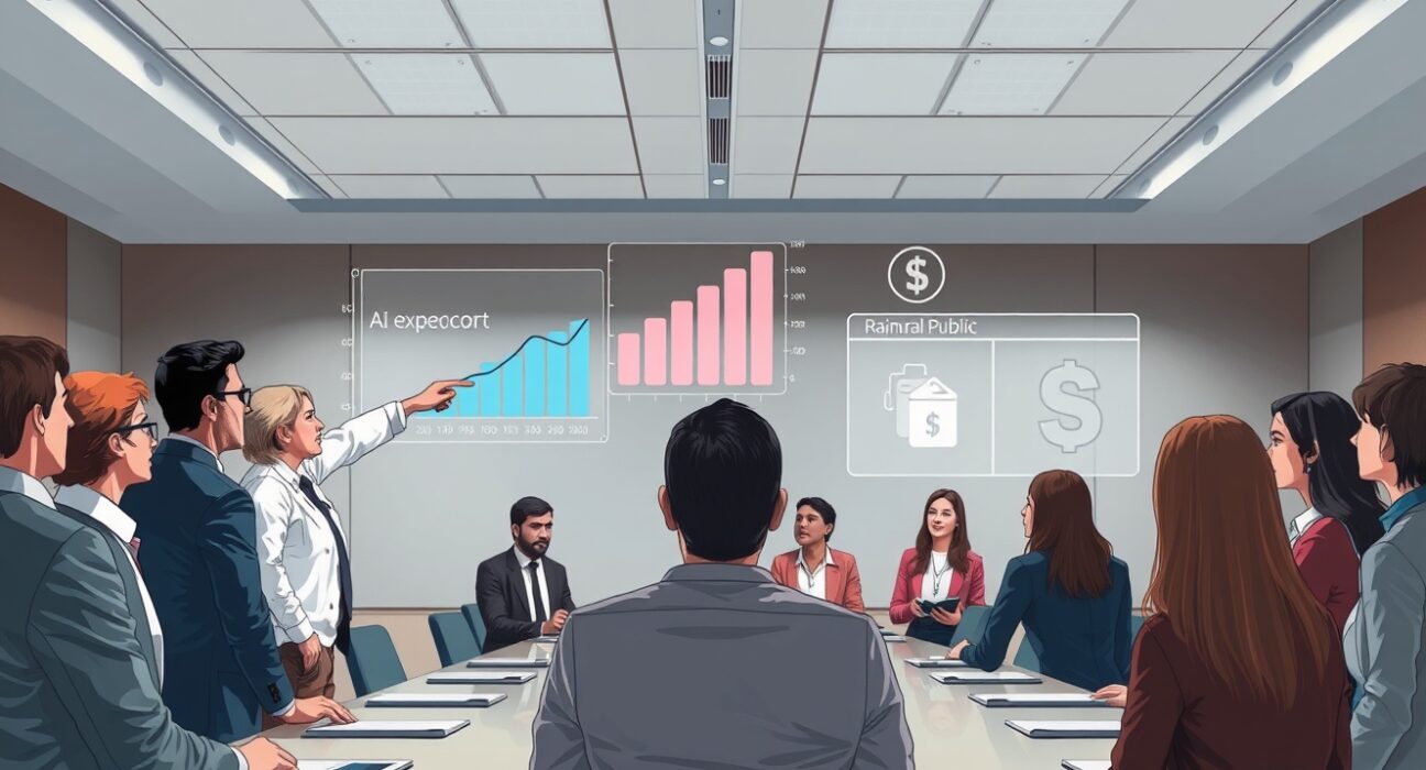 Illustration of the disconnect between AI experts and public sentiment about economic impact.