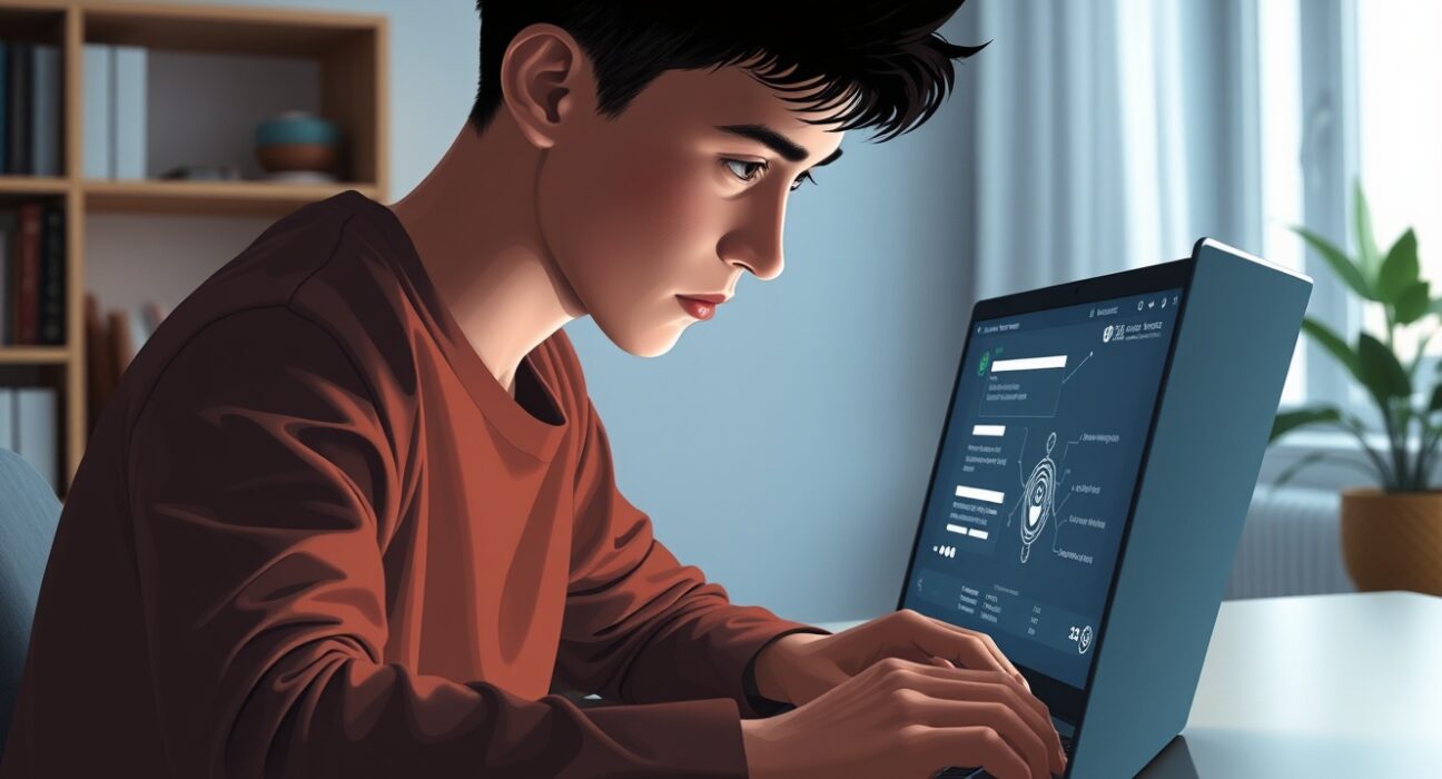 Person contemplating AI chatbot advice in Stanford study on technology dependence