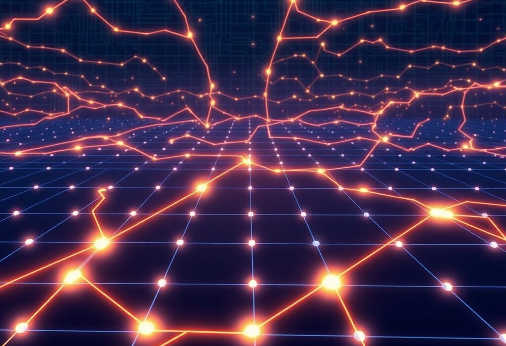 A vibrant cartoon illustration showing the Starknet mainnet network smoothly resuming operations after a brief halt, symbolizing successful recovery and stability.