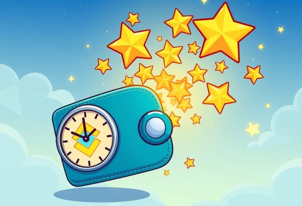 An illustration depicting Binance Wallet launching STARPOWER TGE tokens, symbolizing a new digital asset release and opportunity.