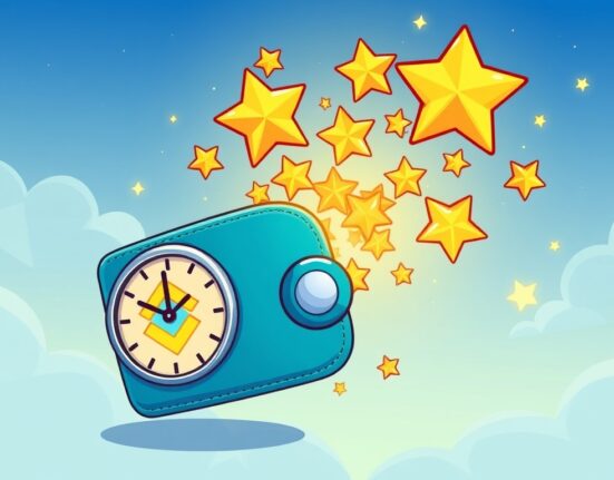 An illustration depicting Binance Wallet launching STARPOWER TGE tokens, symbolizing a new digital asset release and opportunity.