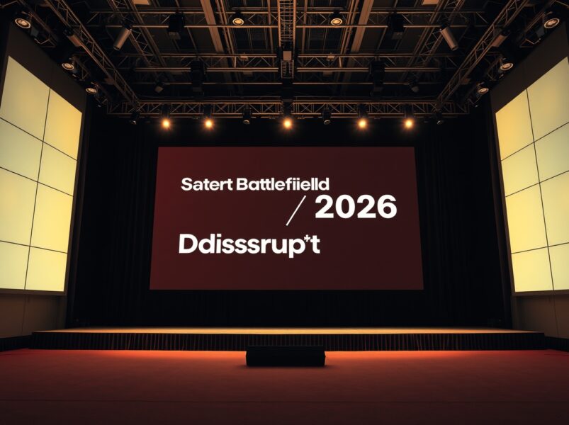 Startup Battlefield 200 competition stage at Bitcoin World Disrupt 2026 conference in San Francisco.