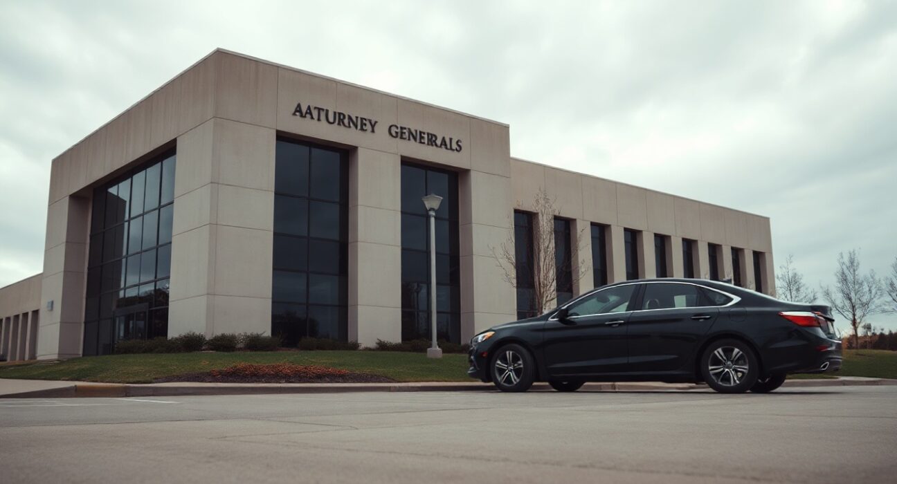 Exterior of a state government building under overcast skies, representing the investigation into OpenAI.