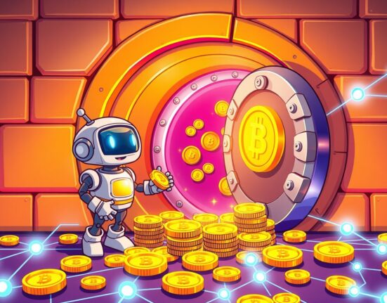 A vibrant cartoon illustrating the launch of a revolutionary tokenized liquidity fund merging traditional finance with blockchain technology.