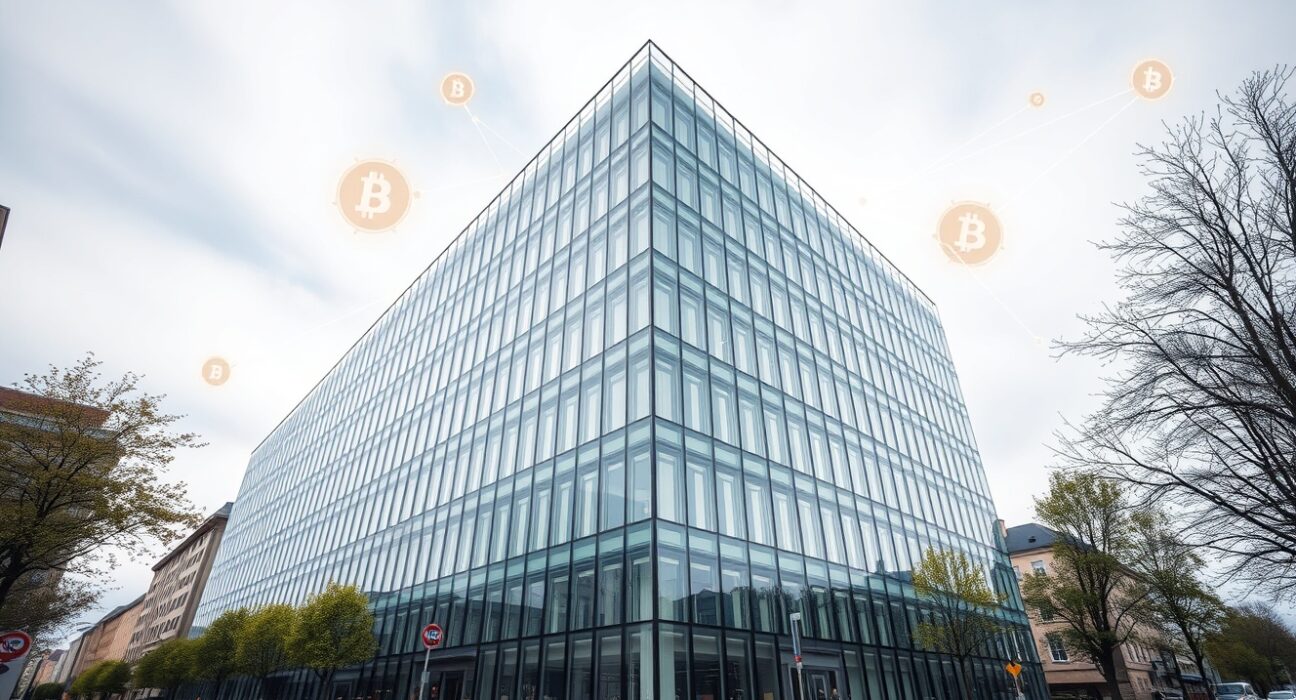 State Street tokenized fund service Luxembourg office building with blockchain overlay