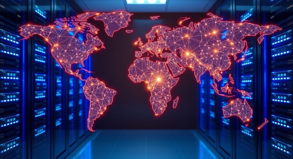 Stellar XLM network visualization representing global transaction pathways and potential growth.